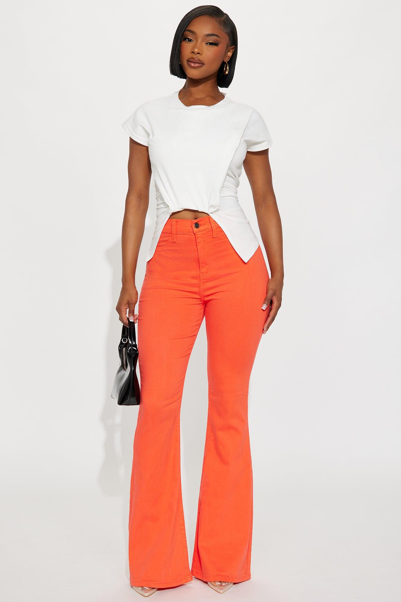 Sunset Hour High Rise Flare Jeans - Orange Female Product Image