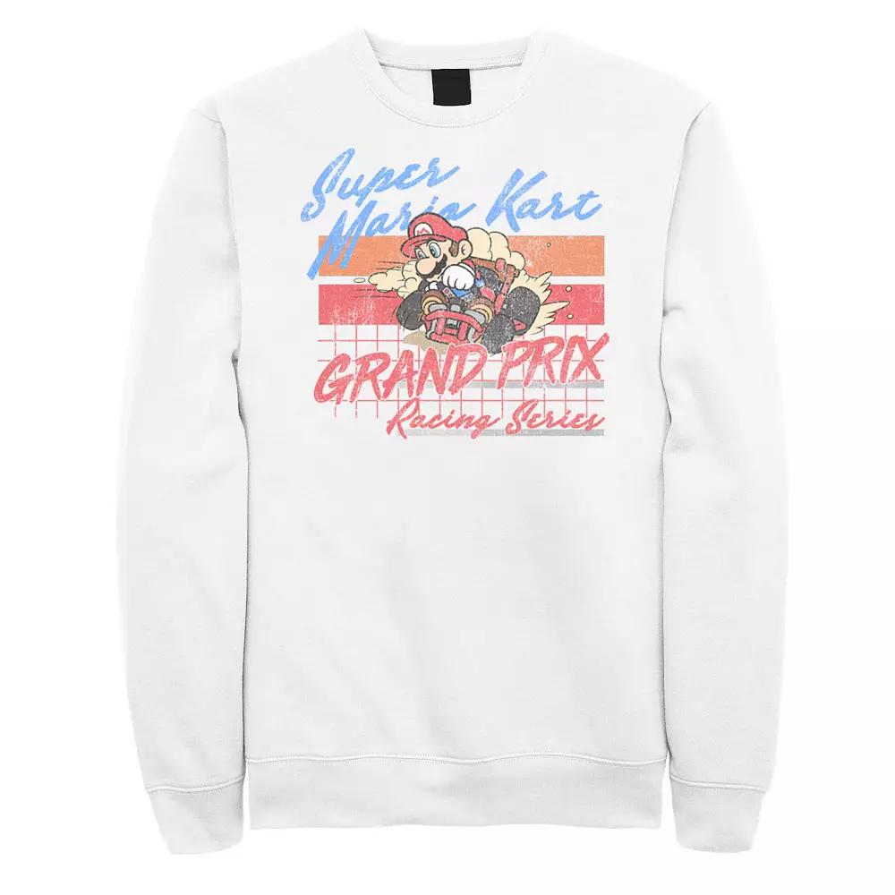 Men's Nintendo Mario Kart Racing Retro Drift Distressed Sweatshirt, Size: Small, White Product Image