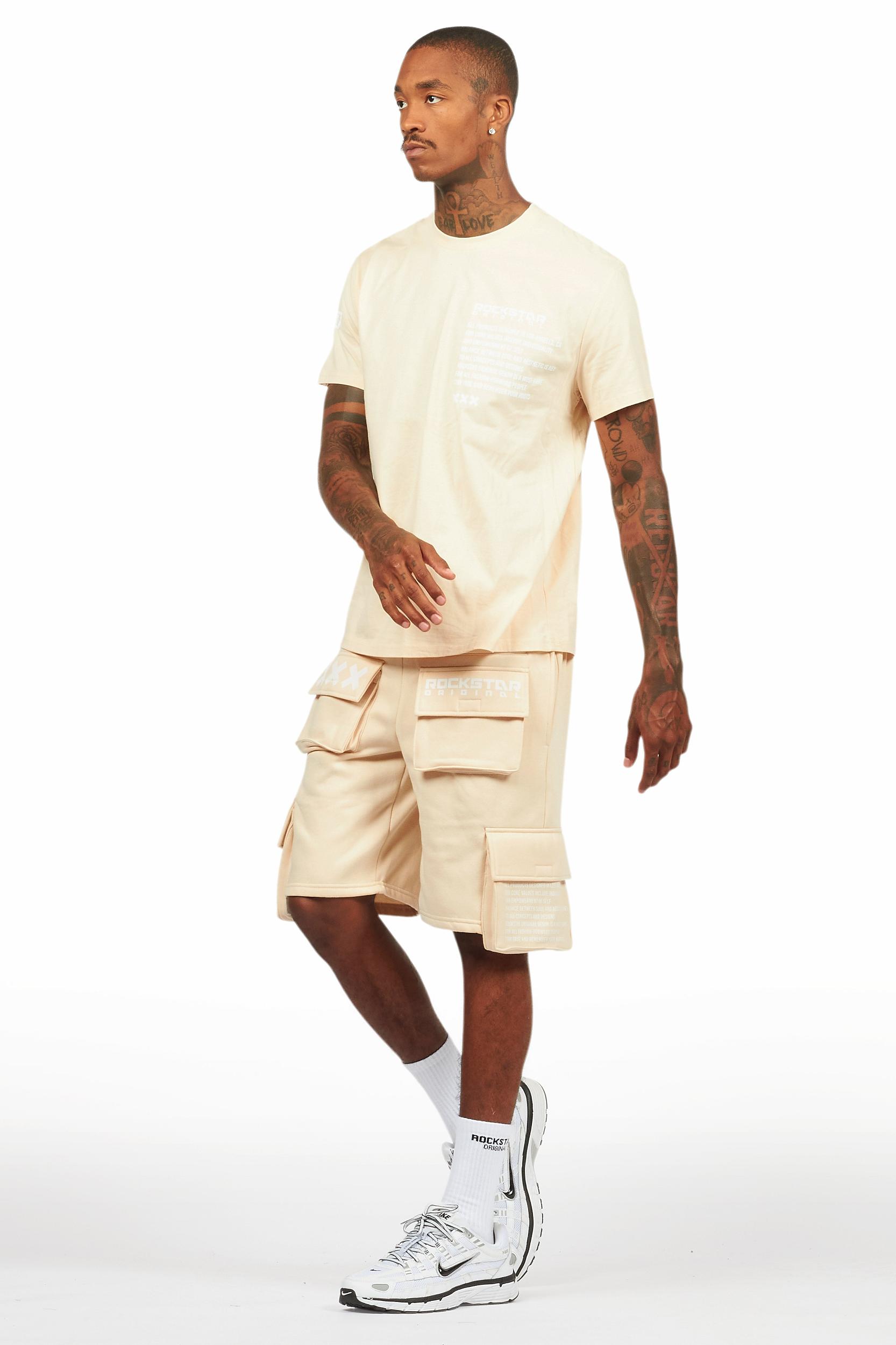 Jash Beige/White Short Set Male Product Image