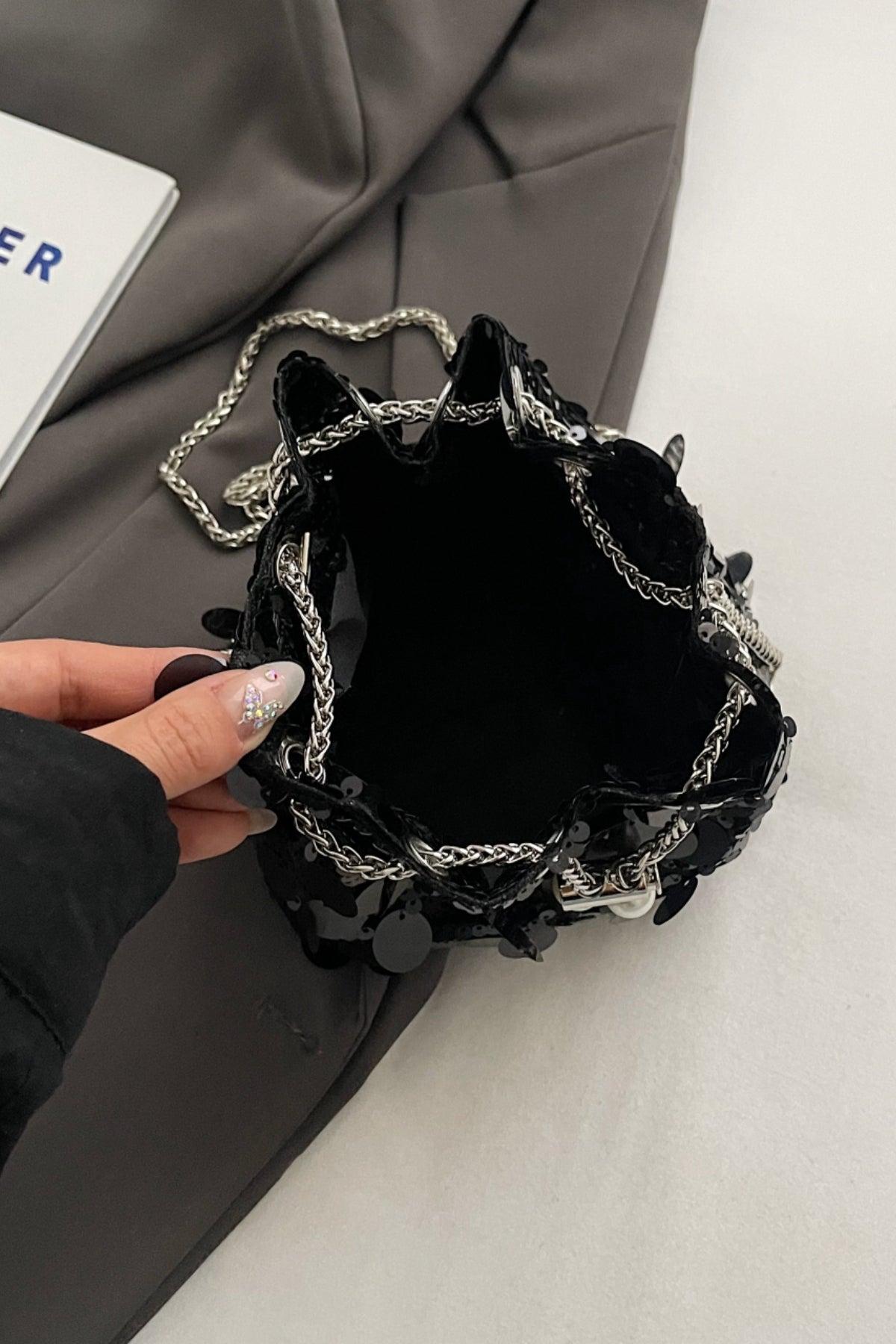 Drawstring Sequin Crossbody Bag Product Image