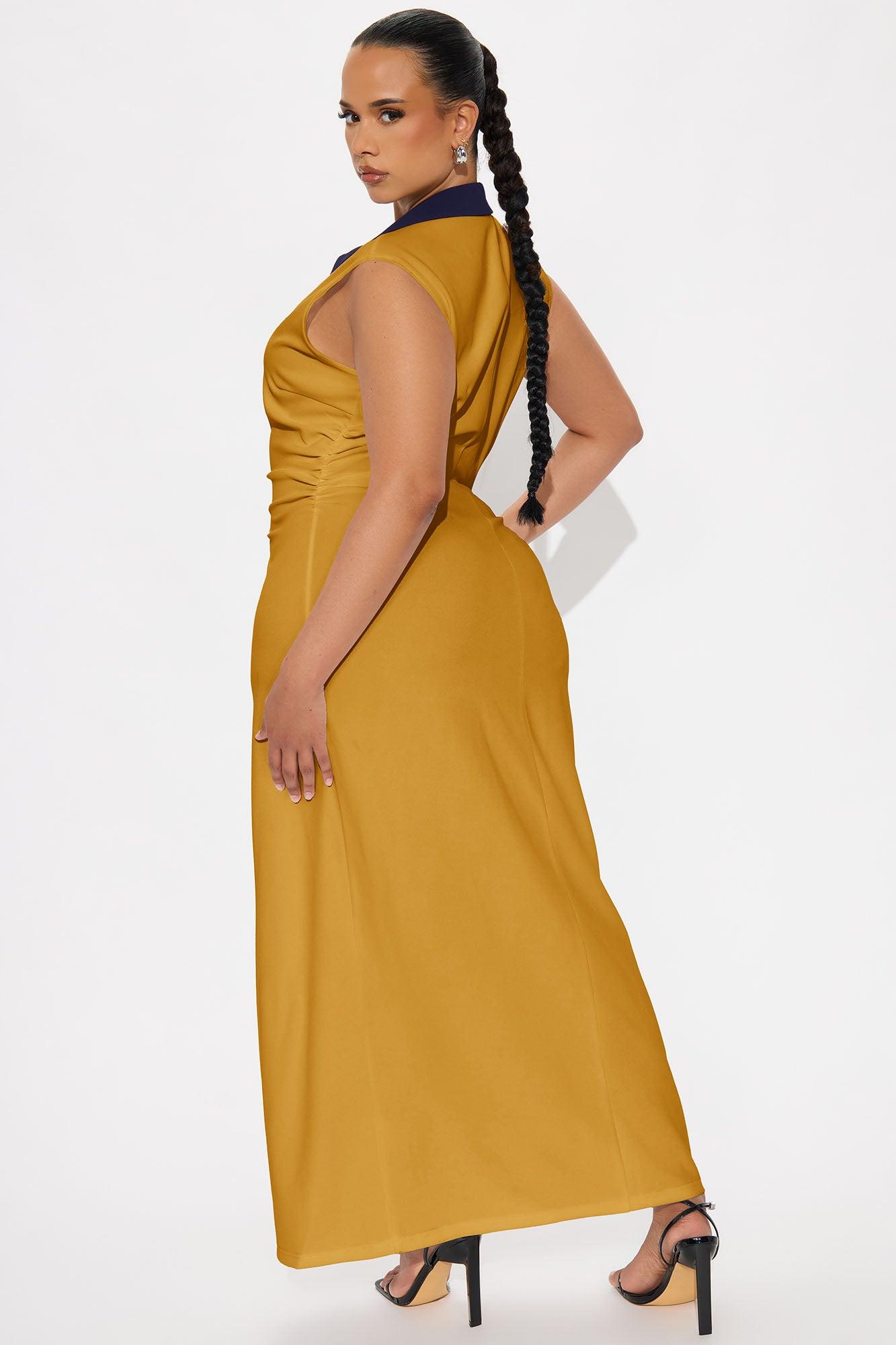 Stella Contrast Maxi Dress - Mustard Product Image