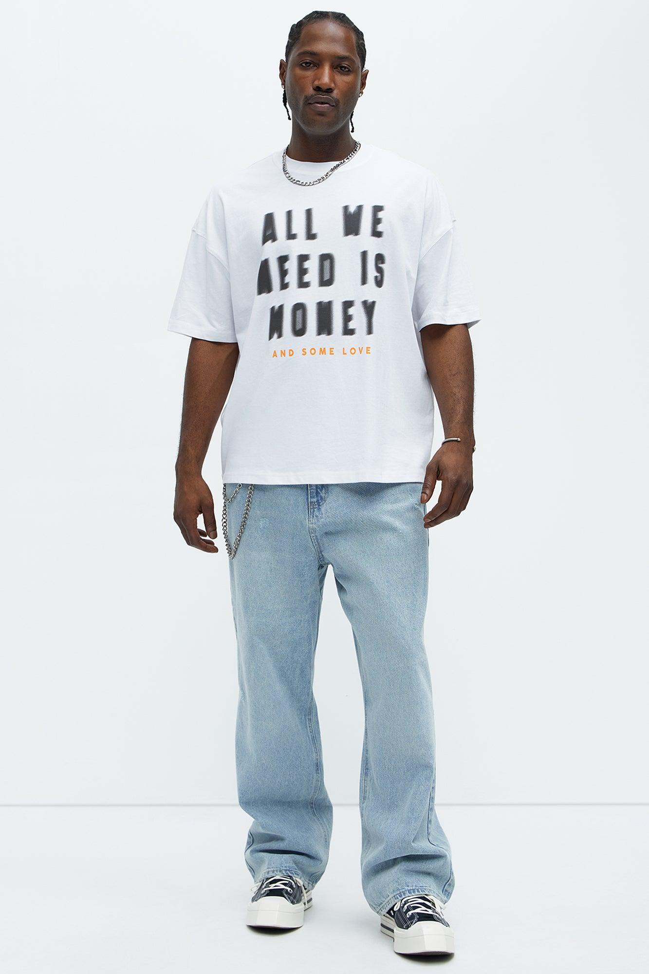 All We Need Is Money Oversized Short Sleeve Tee - White Product Image
