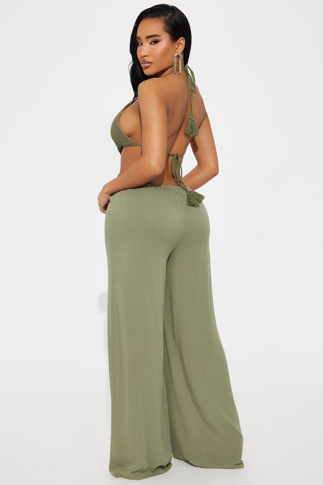 Chrissy Crochet Jumpsuit - Olive Product Image