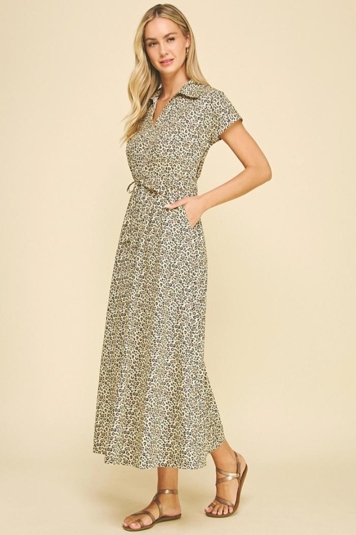 Leopard Print Open Back Maxi Dress Product Image
