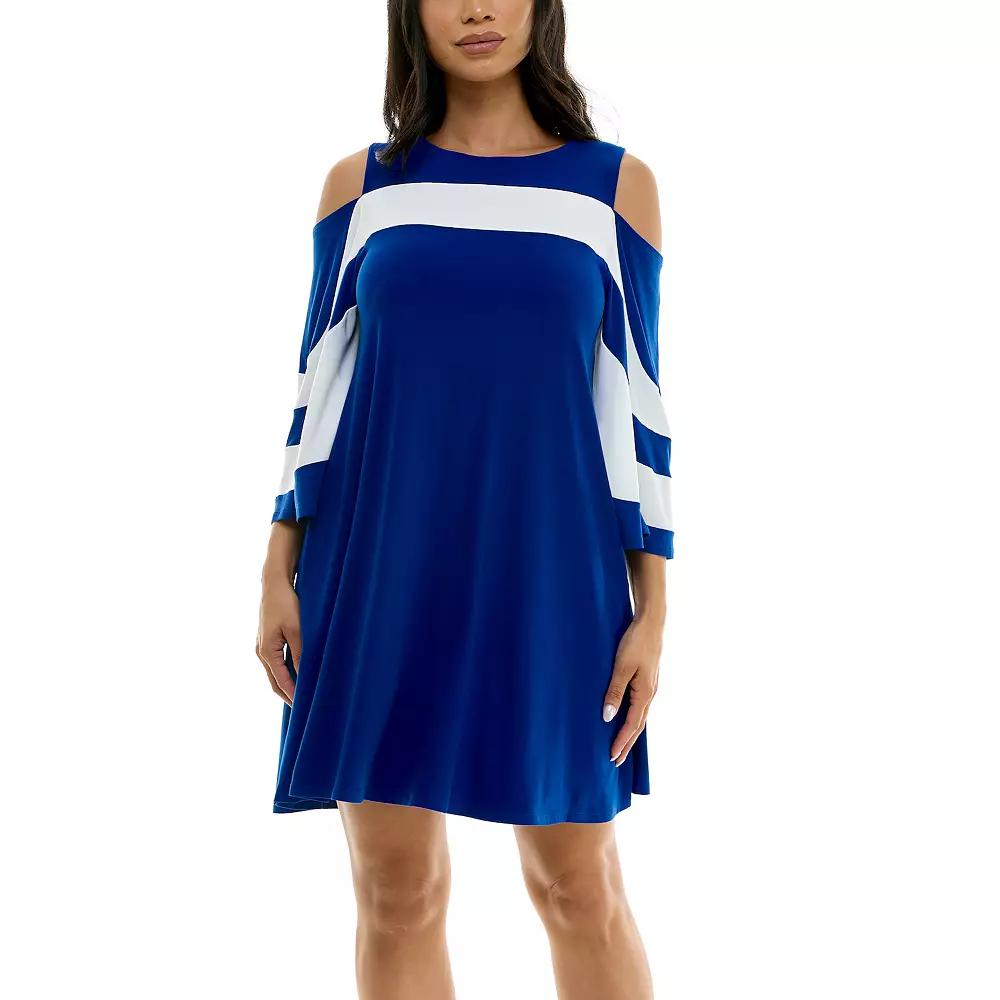 Women's Nina Leonard Draped Sleeve Cold-Shoulder Dress,  Product Image