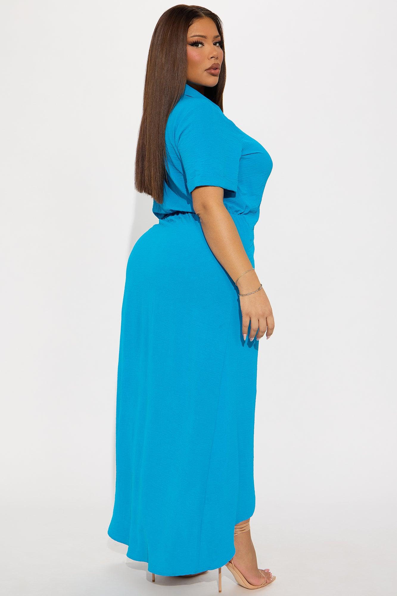 Nina Surplice Maxi Dress - Blue Product Image