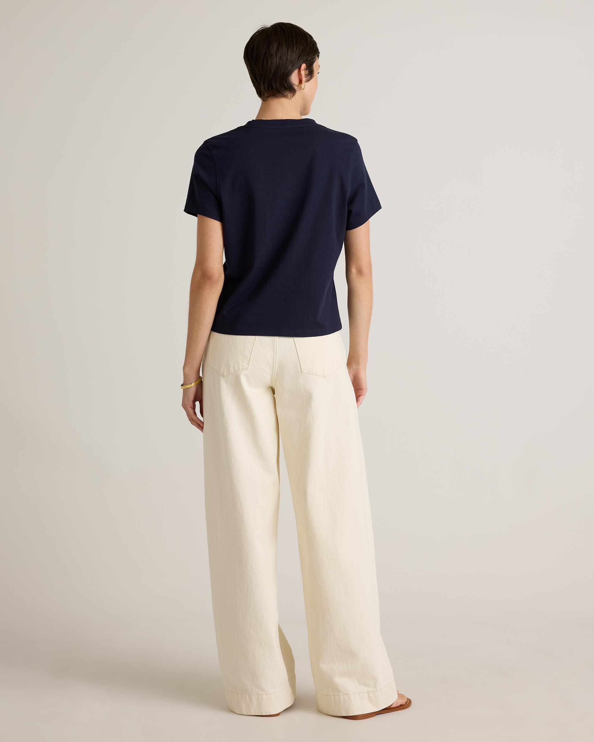 Quince | Women's Boxy V-Neck T-Shirt Size XS, Organic Cotton Product Image