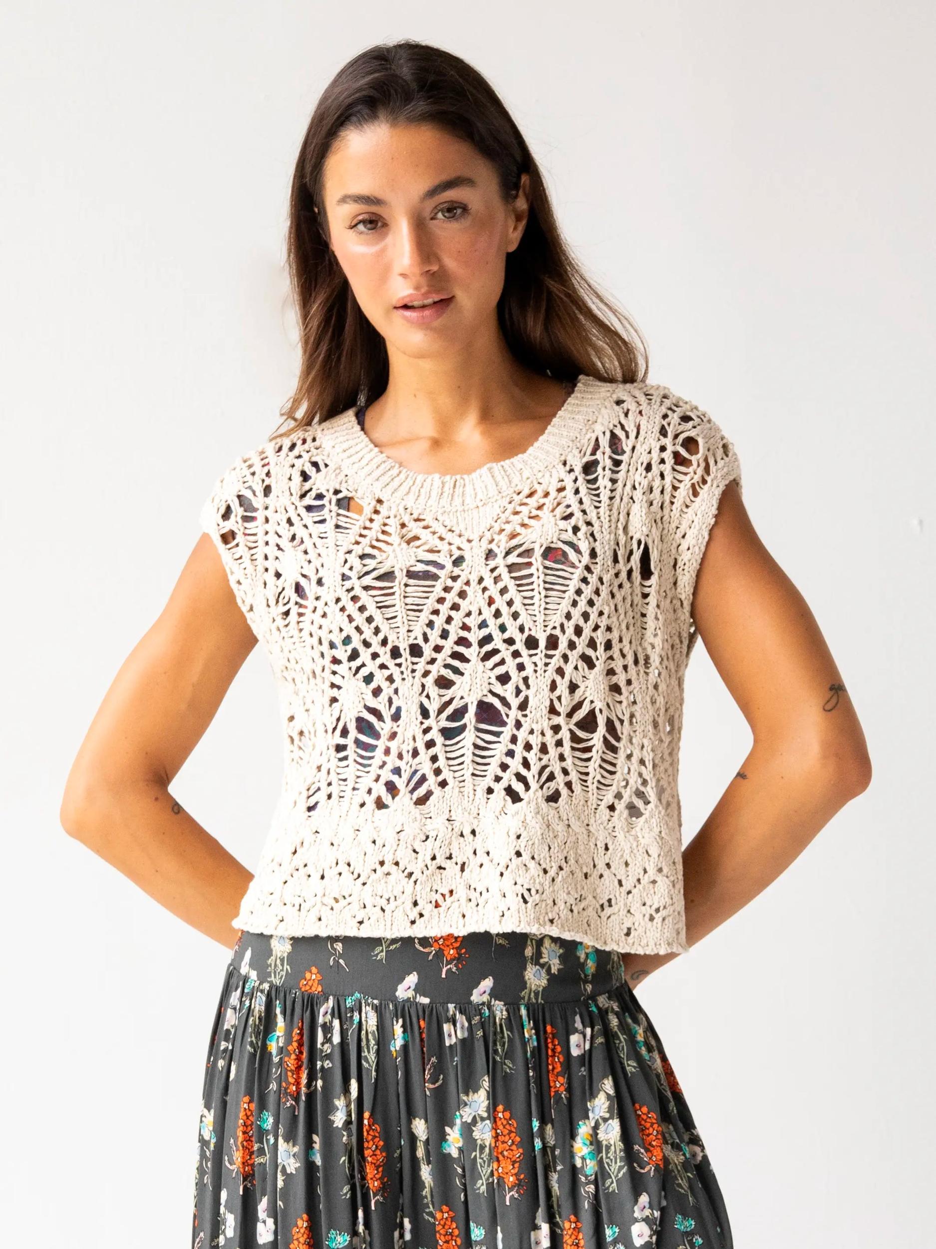 Short Sleeve Pointelle Layering Sweater Product Image