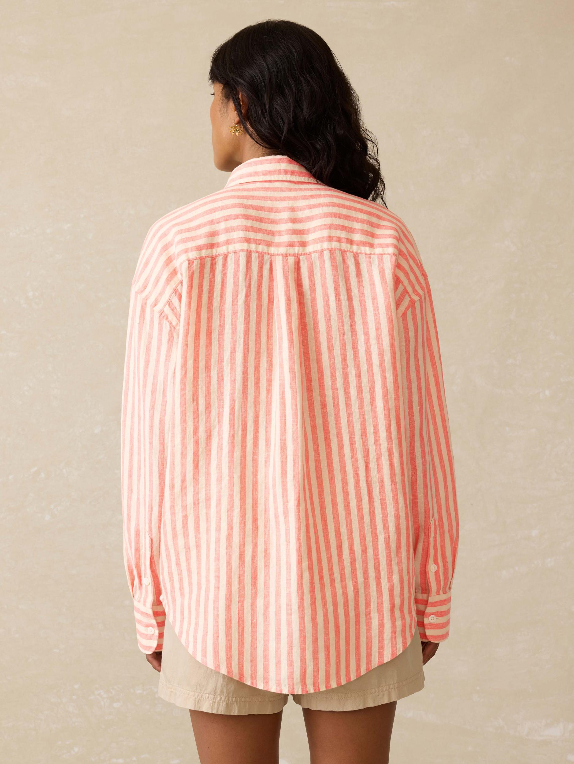 Laguna Linen Relaxed Shirt - Peach Lucy Stripe Female Product Image