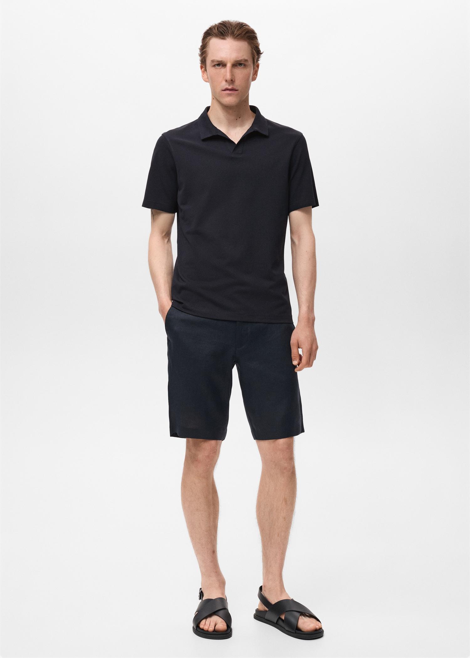 Cotton piqué polo shirt - Men | MANGO USA Product Image