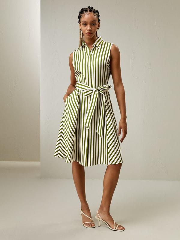 Silk Striped Sleeveless Dress Product Image