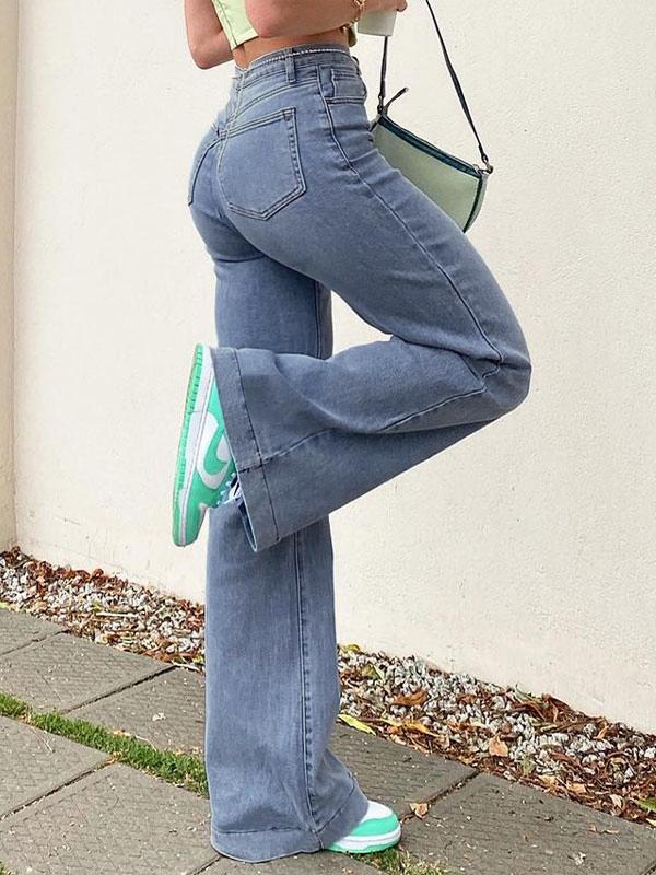 Blue Washed Boyfriend Jeans Product Image