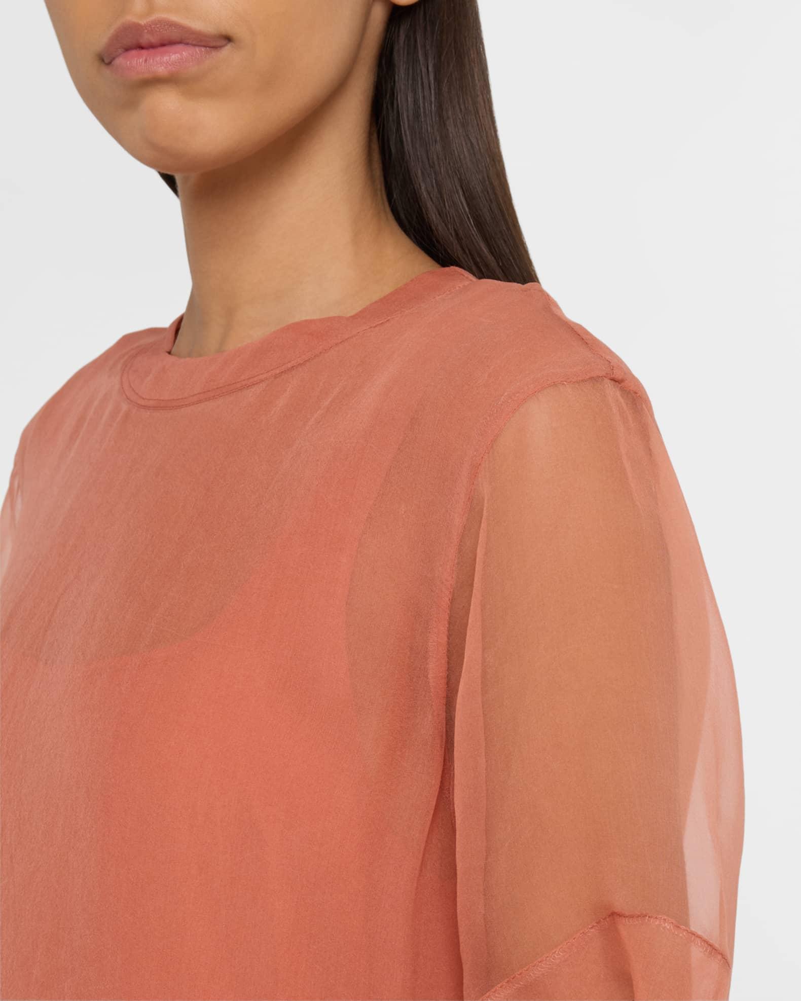 Layered Crispy Silk Chiffon Maxi T-Shirt Dress Product Image