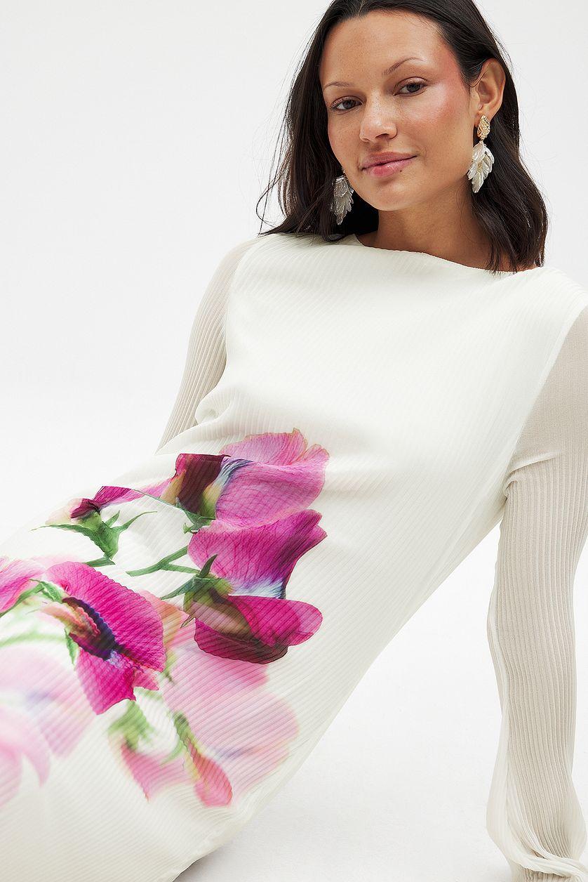 Long Sleeve Plisse Maxi Dress Product Image