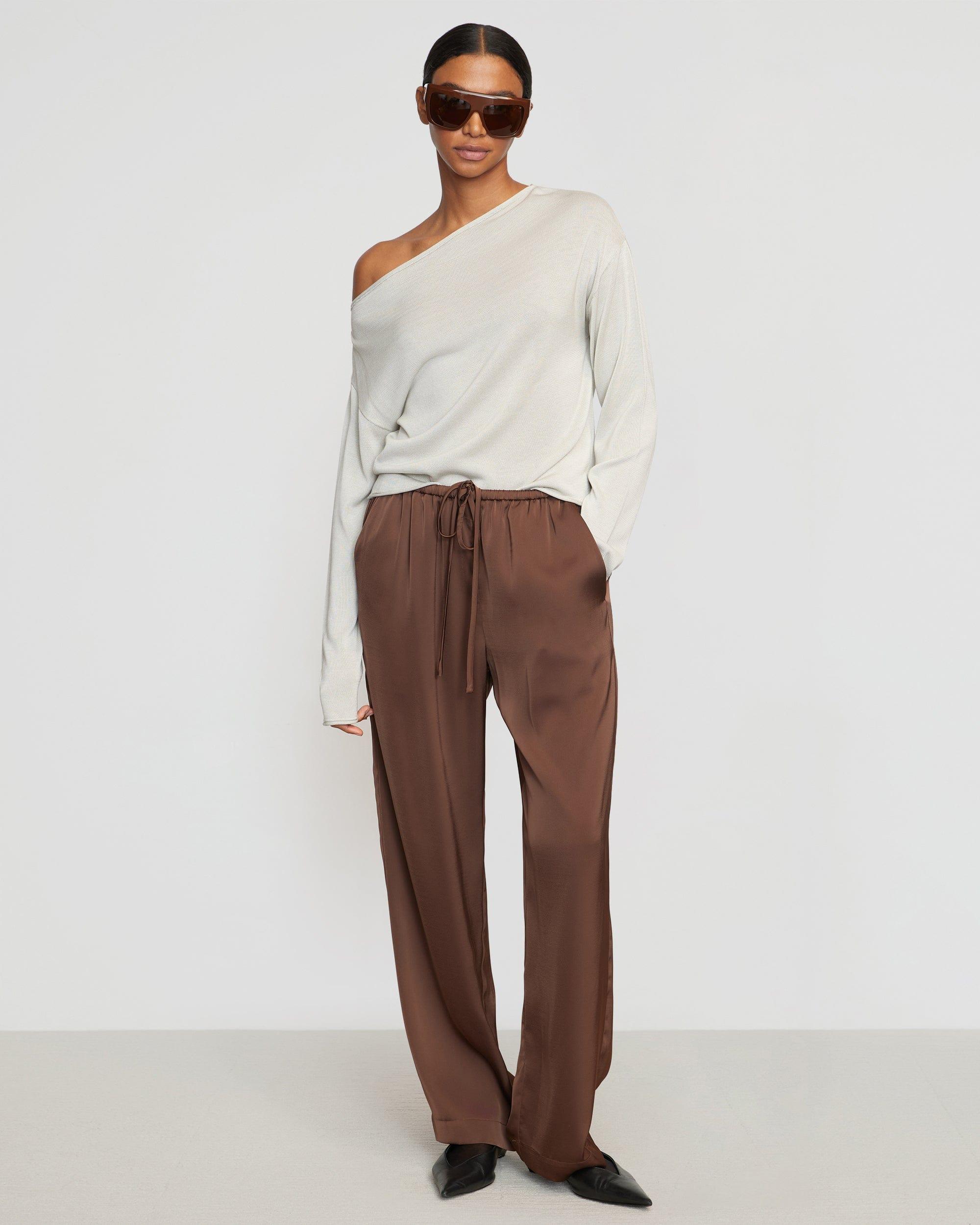 Dana Stretch-Waist Satin Pant Product Image