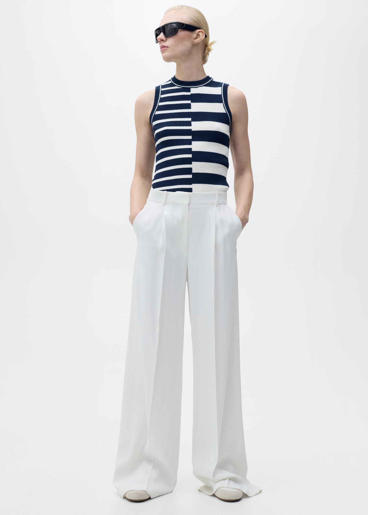 Striped knit top - Women | MANGO USA Product Image