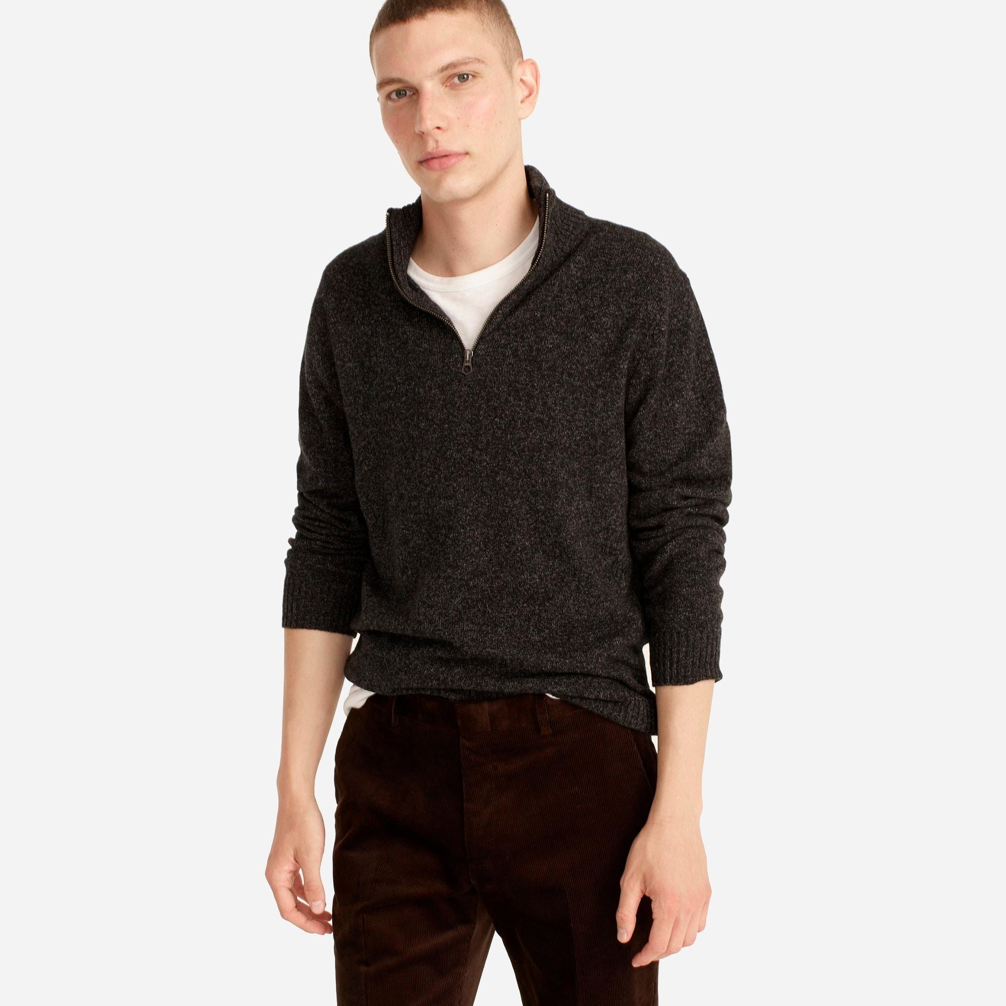 Marled rugged merino wool-blend half-zip sweater Product Image