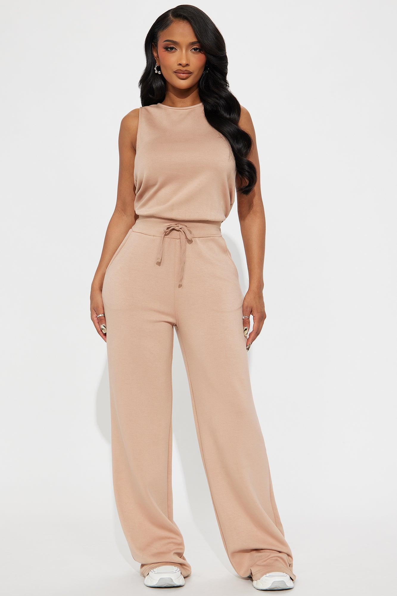 Judith Wide Leg Jumpsuit - Tan Product Image