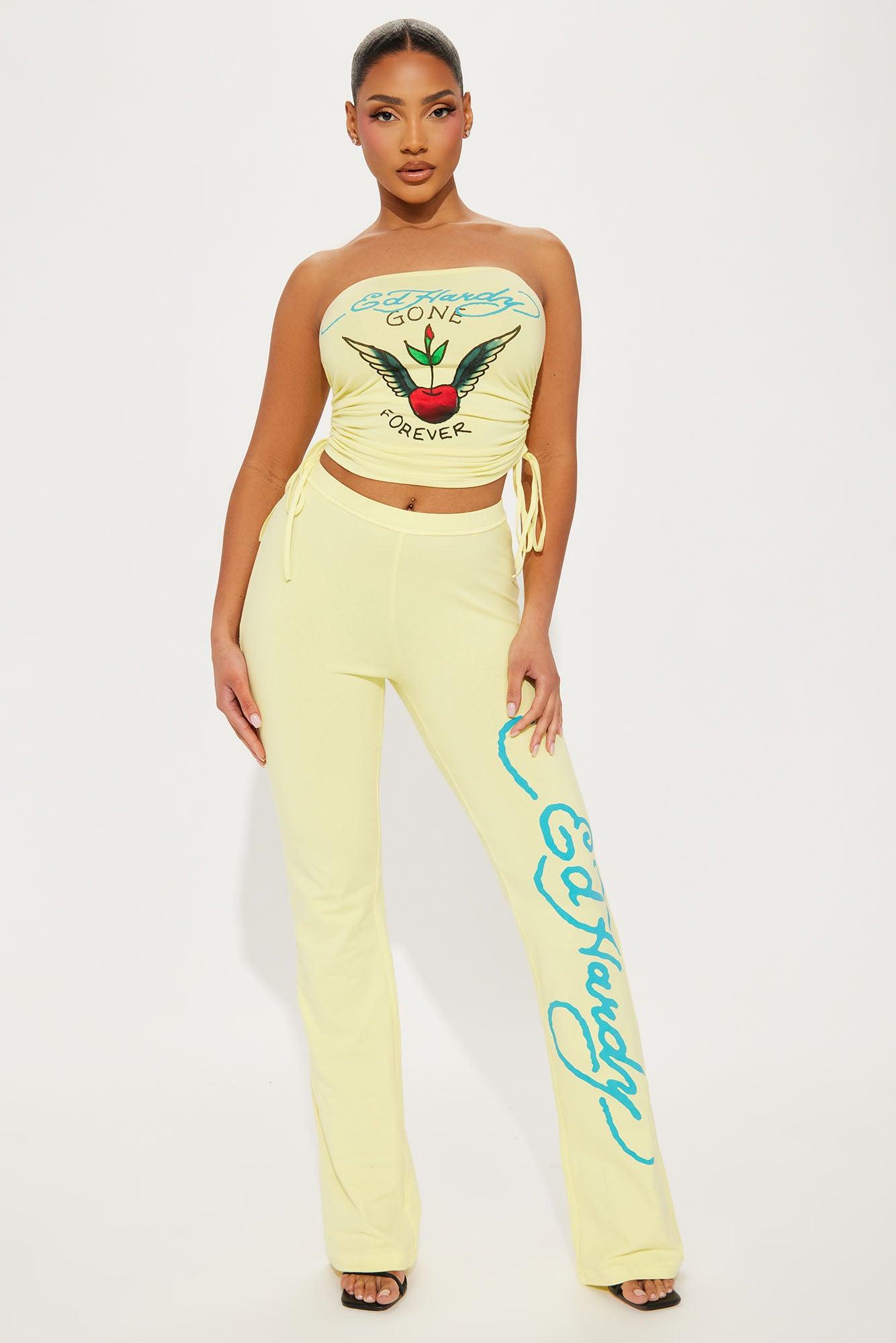 Ed Hardy Pierced Heart Pant Set - Yellow Product Image