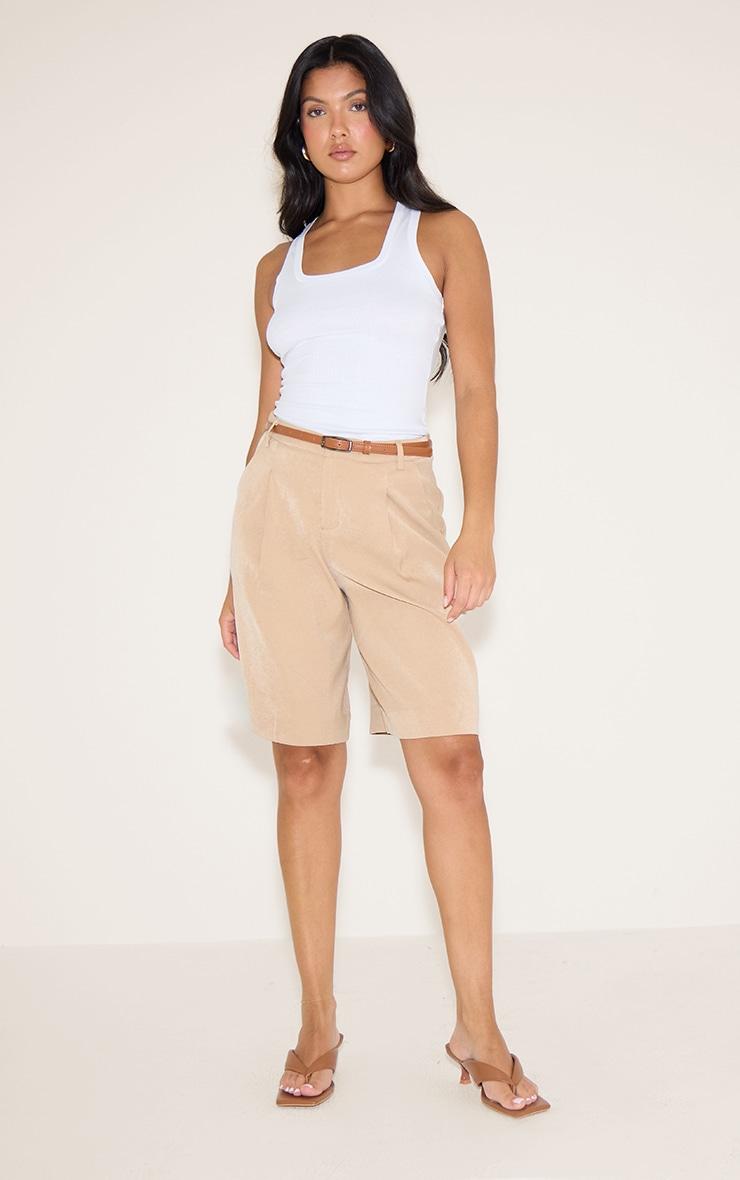 Stone Tailored Belted Long Shorts Product Image