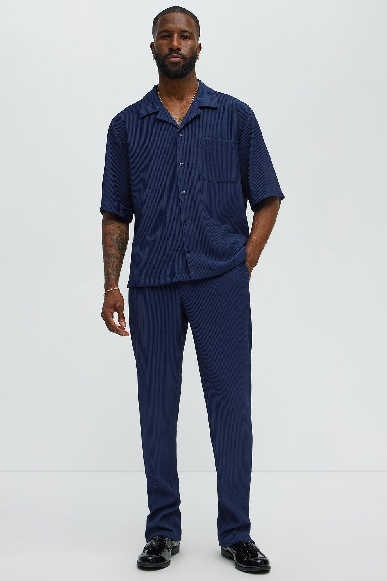 Show Up Slim Slit Pants - Navy Male Product Image