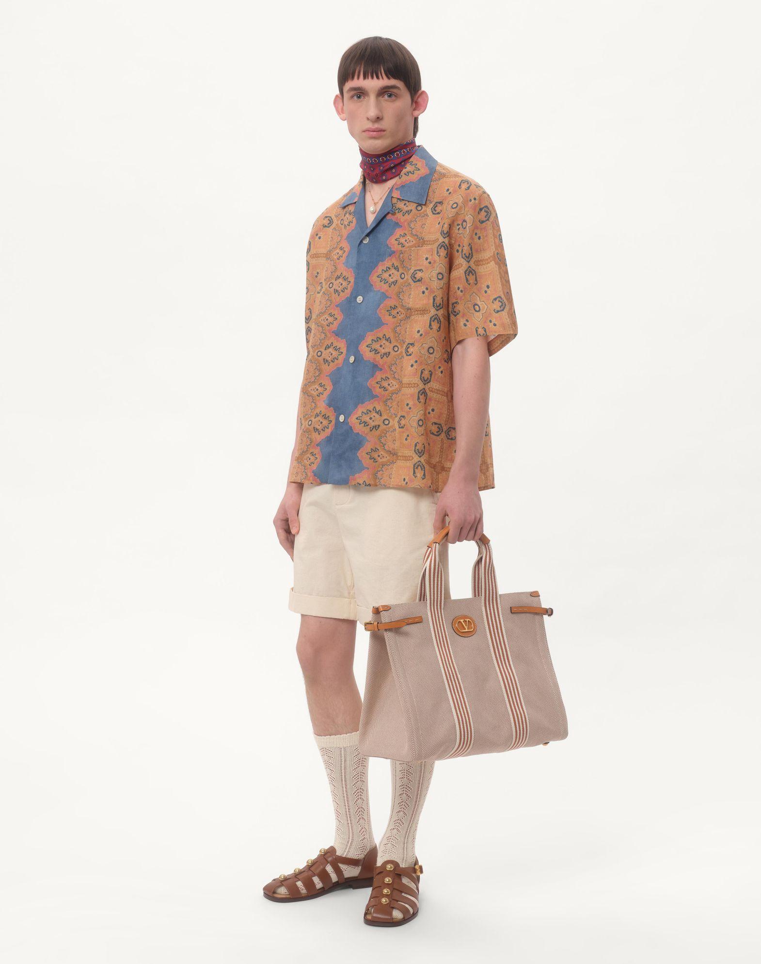 Linen Bowling Shirt With Voyage Imaginaire Print Product Image