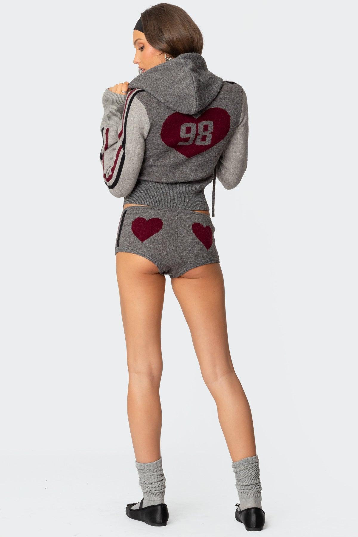 Heart Knit Zip Up Hoodie Product Image