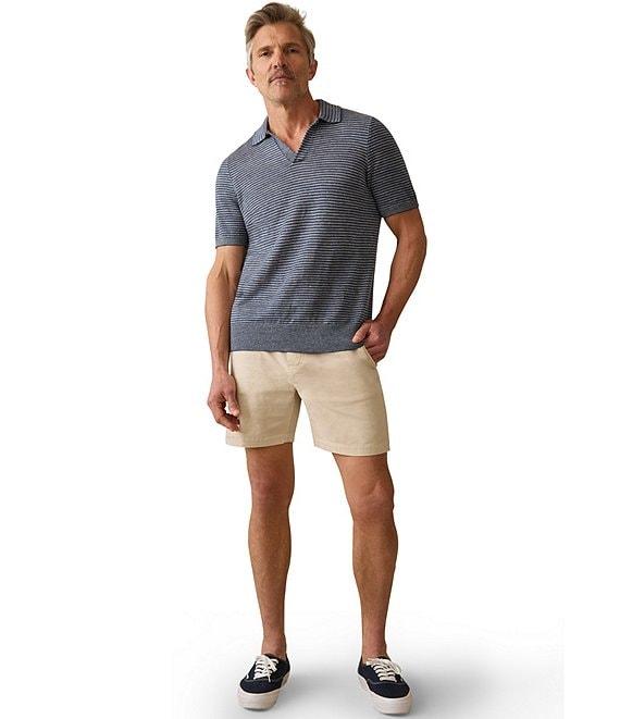 Faherty Linen Short Sleeve Sweater Knit Polo Shirt Product Image