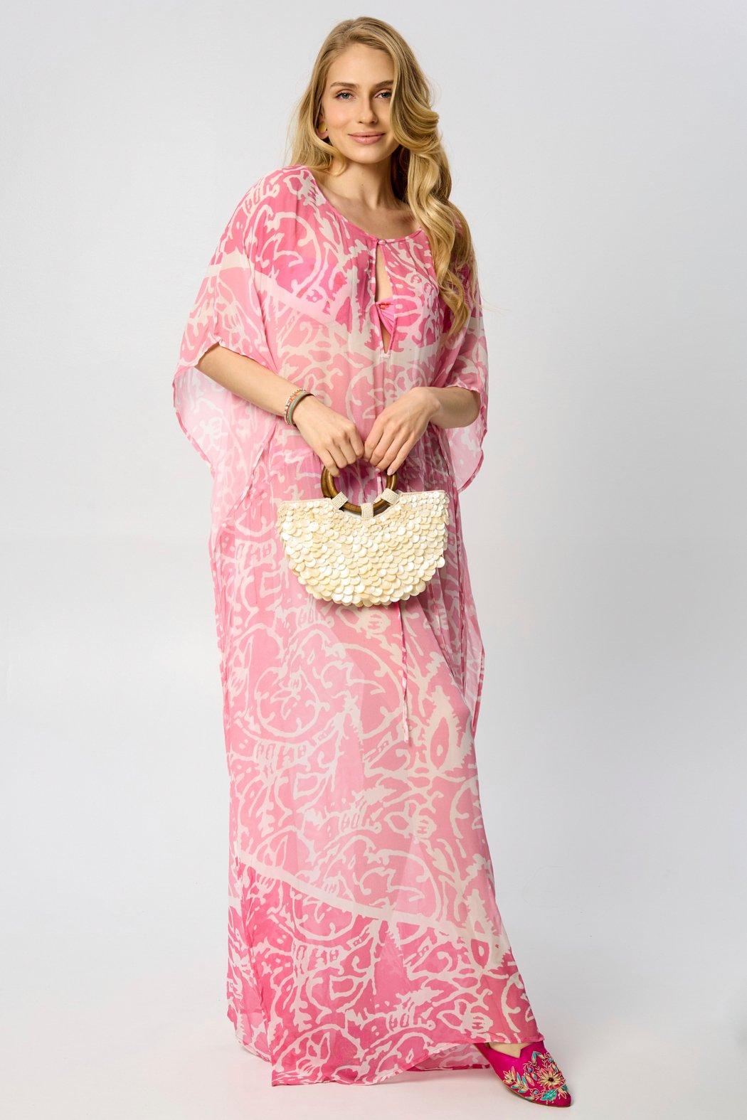 Floral Kaftan Tie Waist Monochrome Product Image