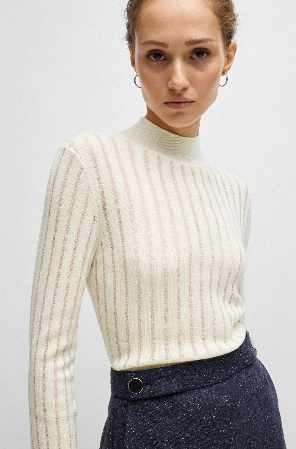 Wool sweater with structured stripes Product Image