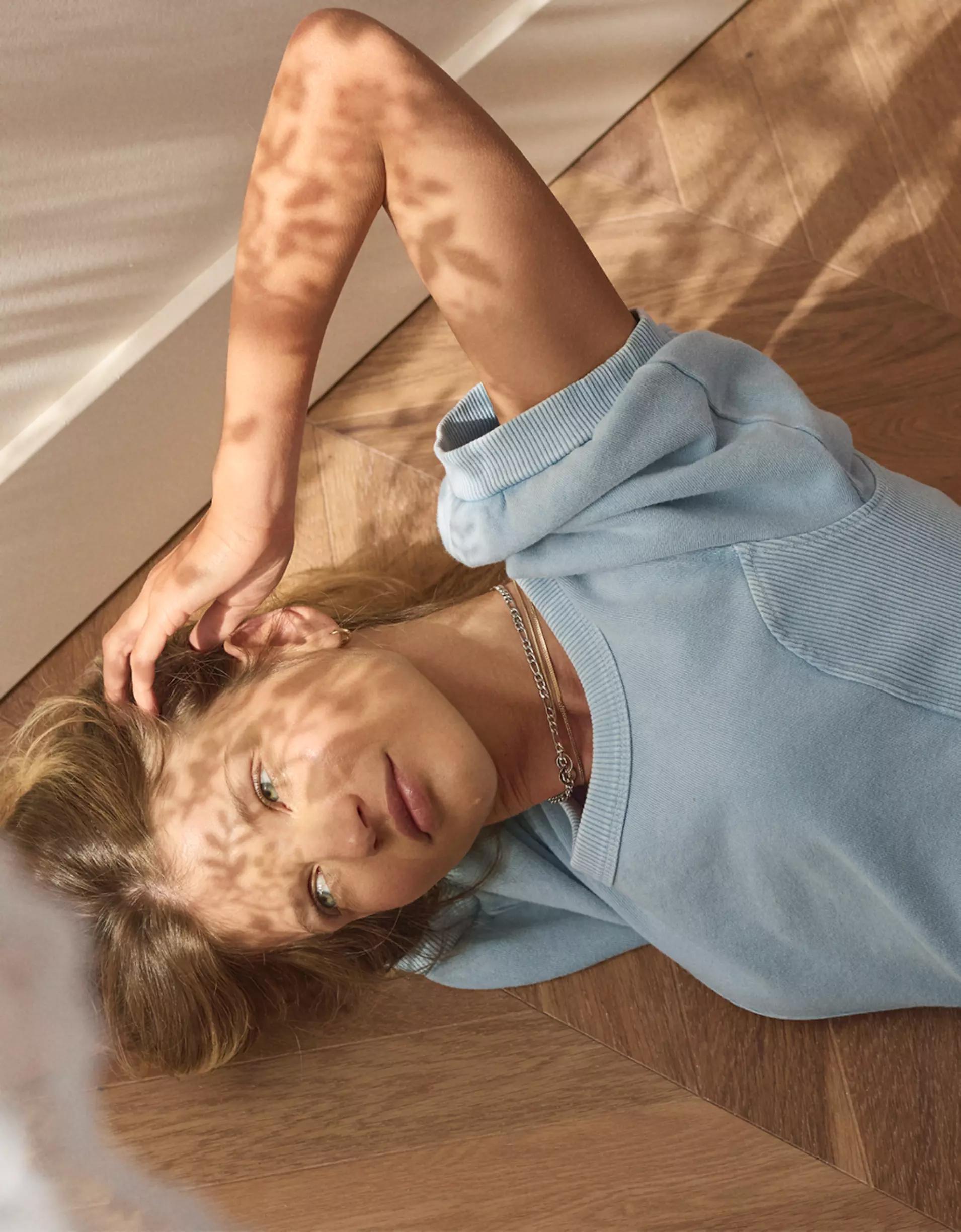 Aerie Seams Right Short Sleeve Sweatshirt Product Image