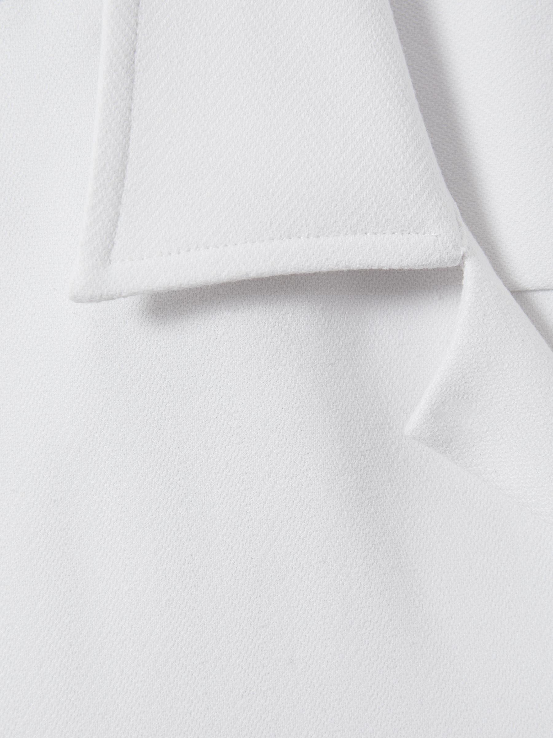 Herringbone Cuban Collar Shirt in White Product Image