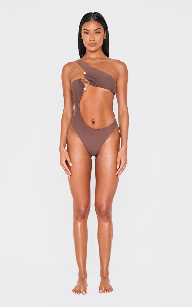 Chocolate Stone Trim Cut Out Swimsuit Product Image
