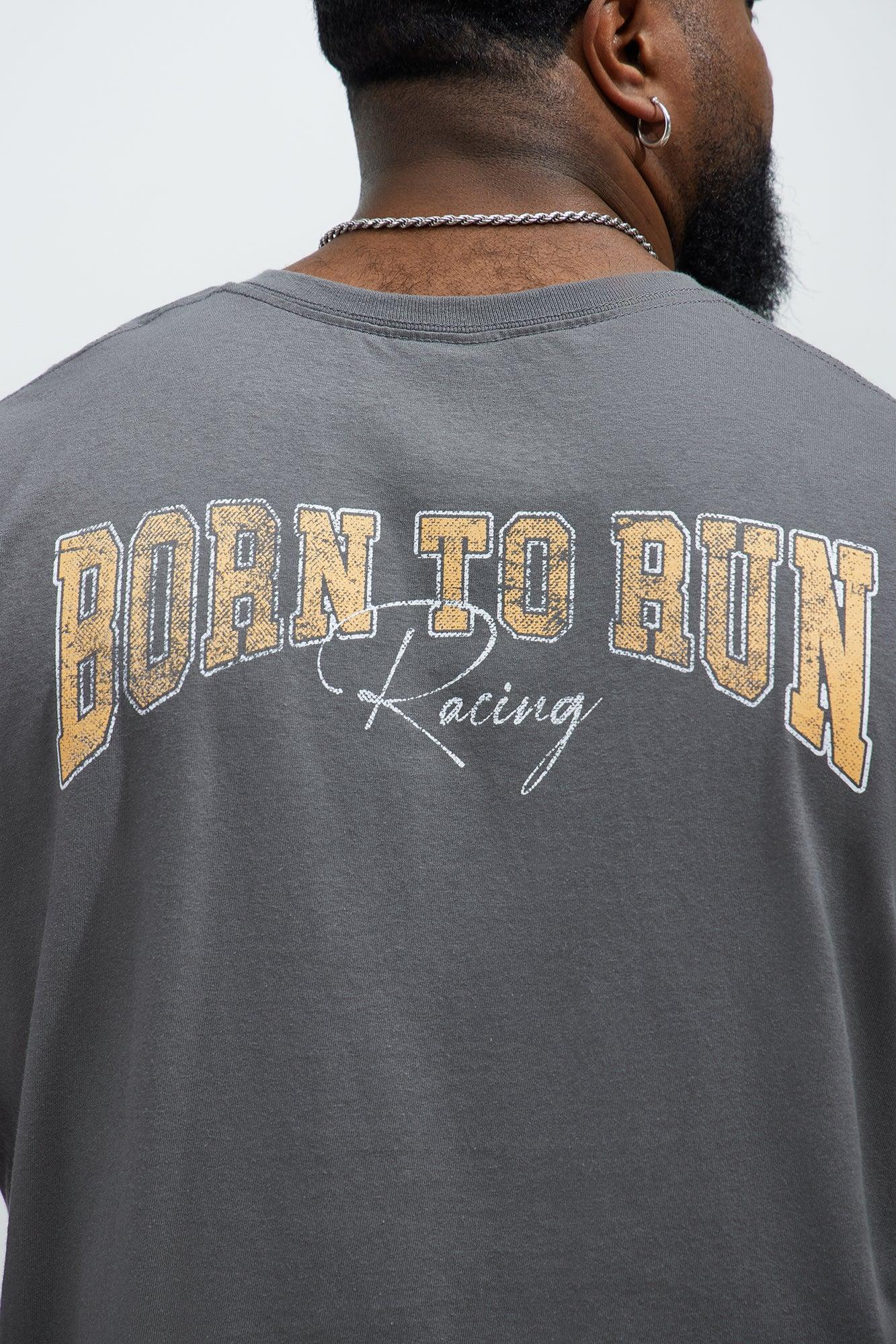 Born To Run Short Sleeve Cropped Tee - Charcoal Product Image