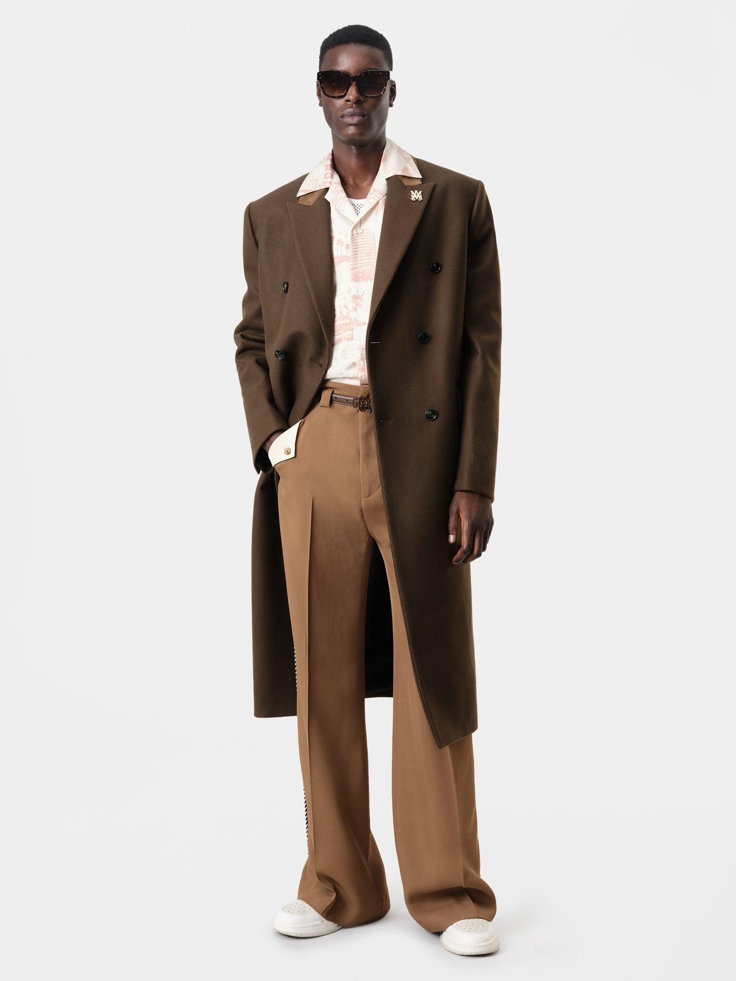 DOUBLE-BREASTED OVERCOAT - Dark Brown Product Image