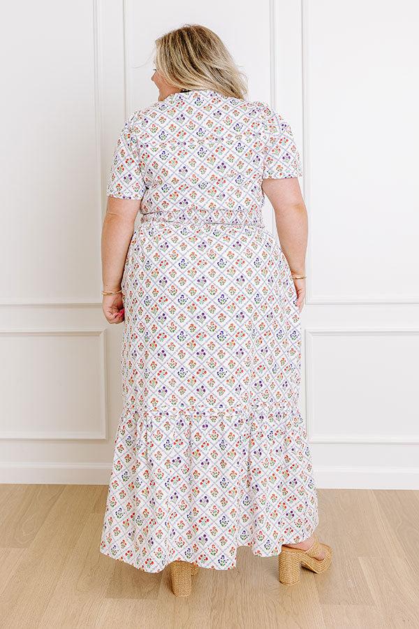 Brunch Babe Floral Maxi Dress in White Curves Product Image