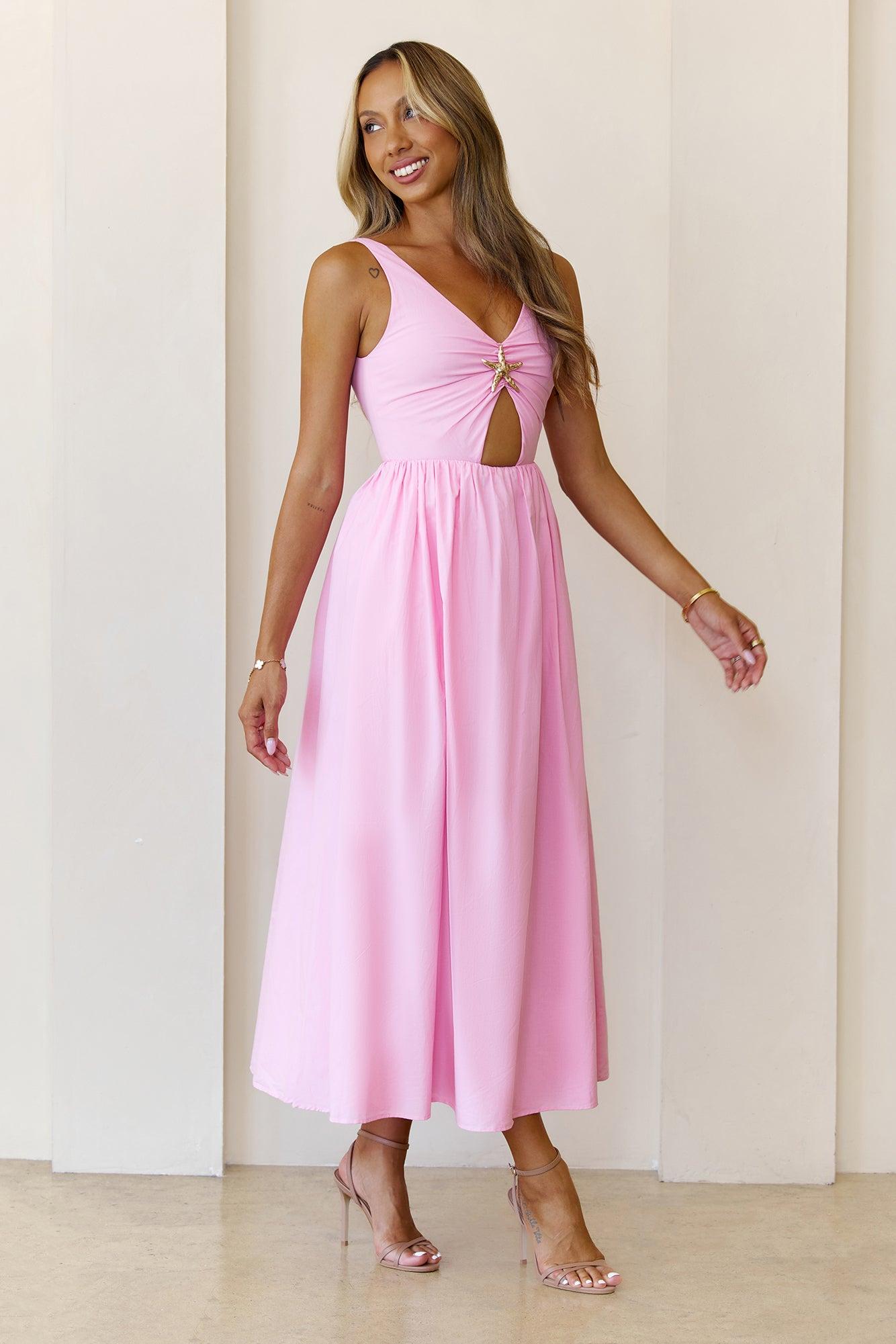 Sea Breeze Beauty Midi Dress Pink Product Image