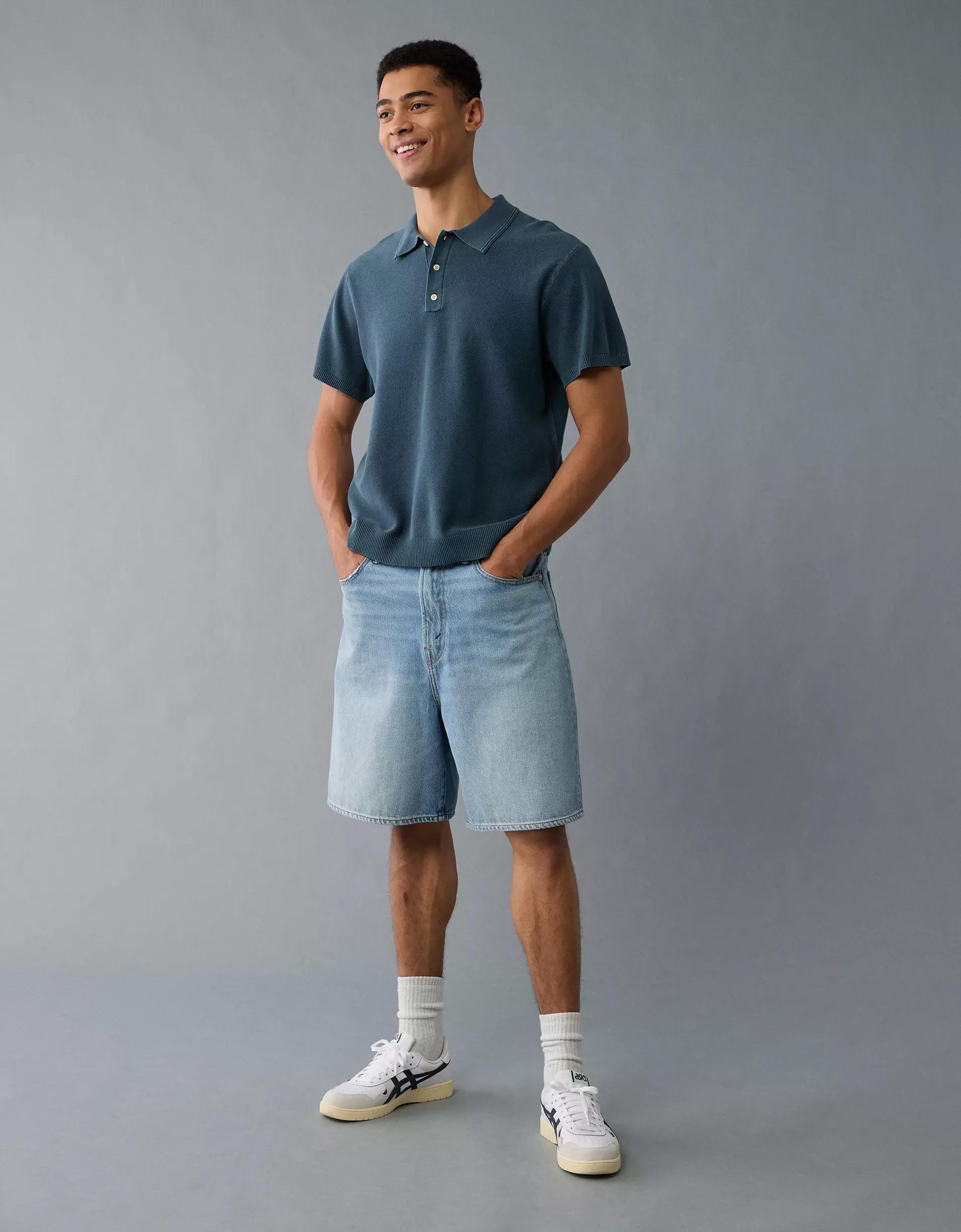 AE Weekend Washed Sweater Polo Shirt Product Image