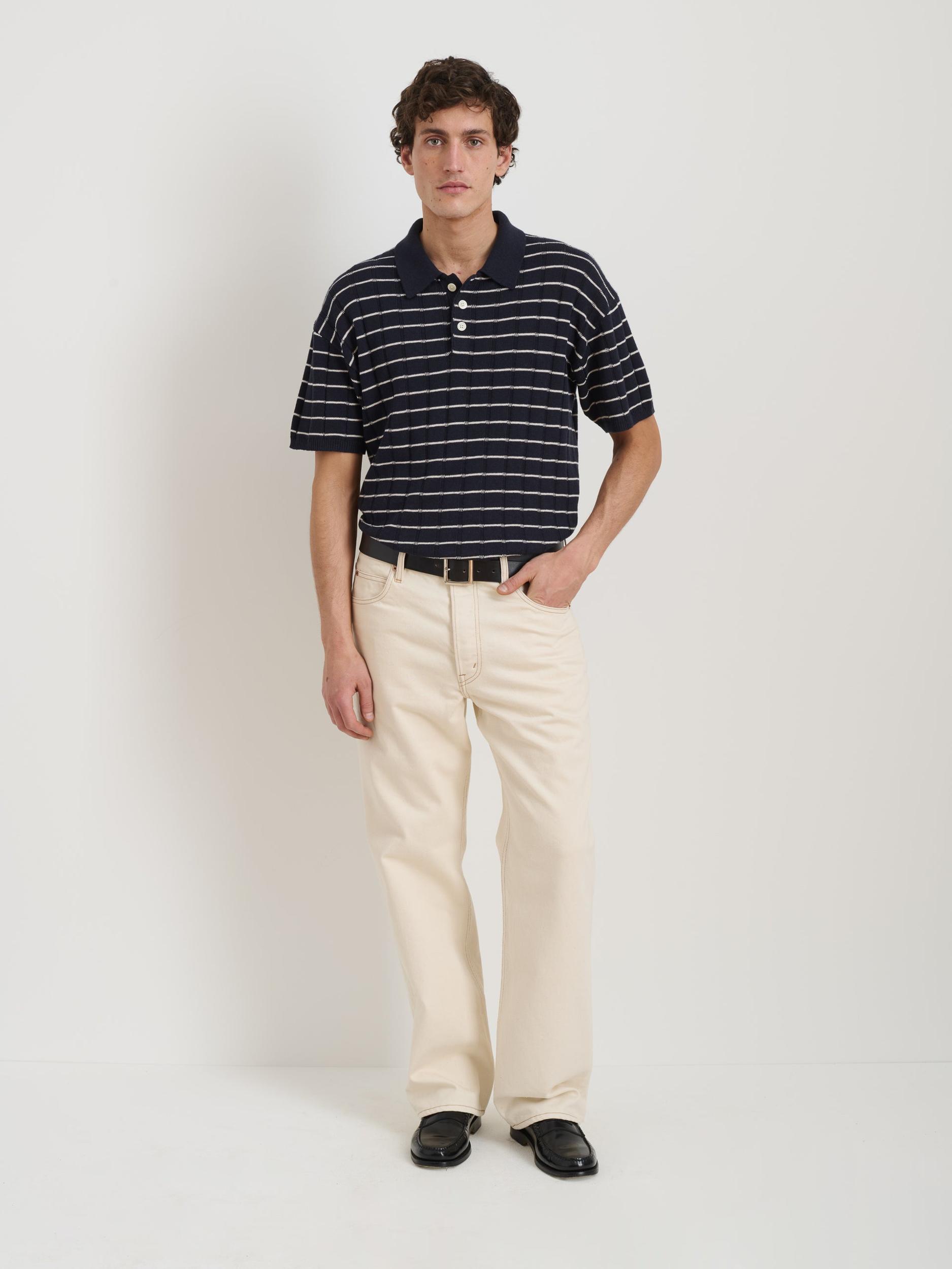 Polo Stripe Sweater In Wide Rib Product Image