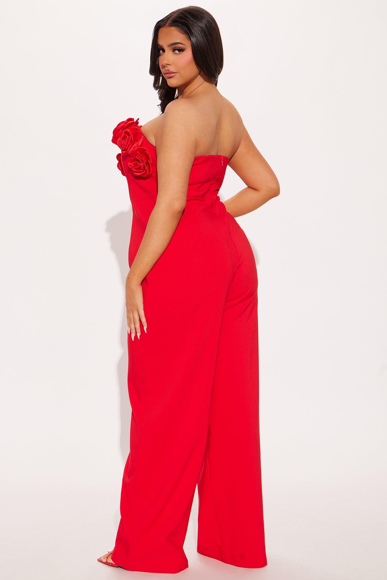 Keep It Classy Rosette Jumpsuit - Red Product Image