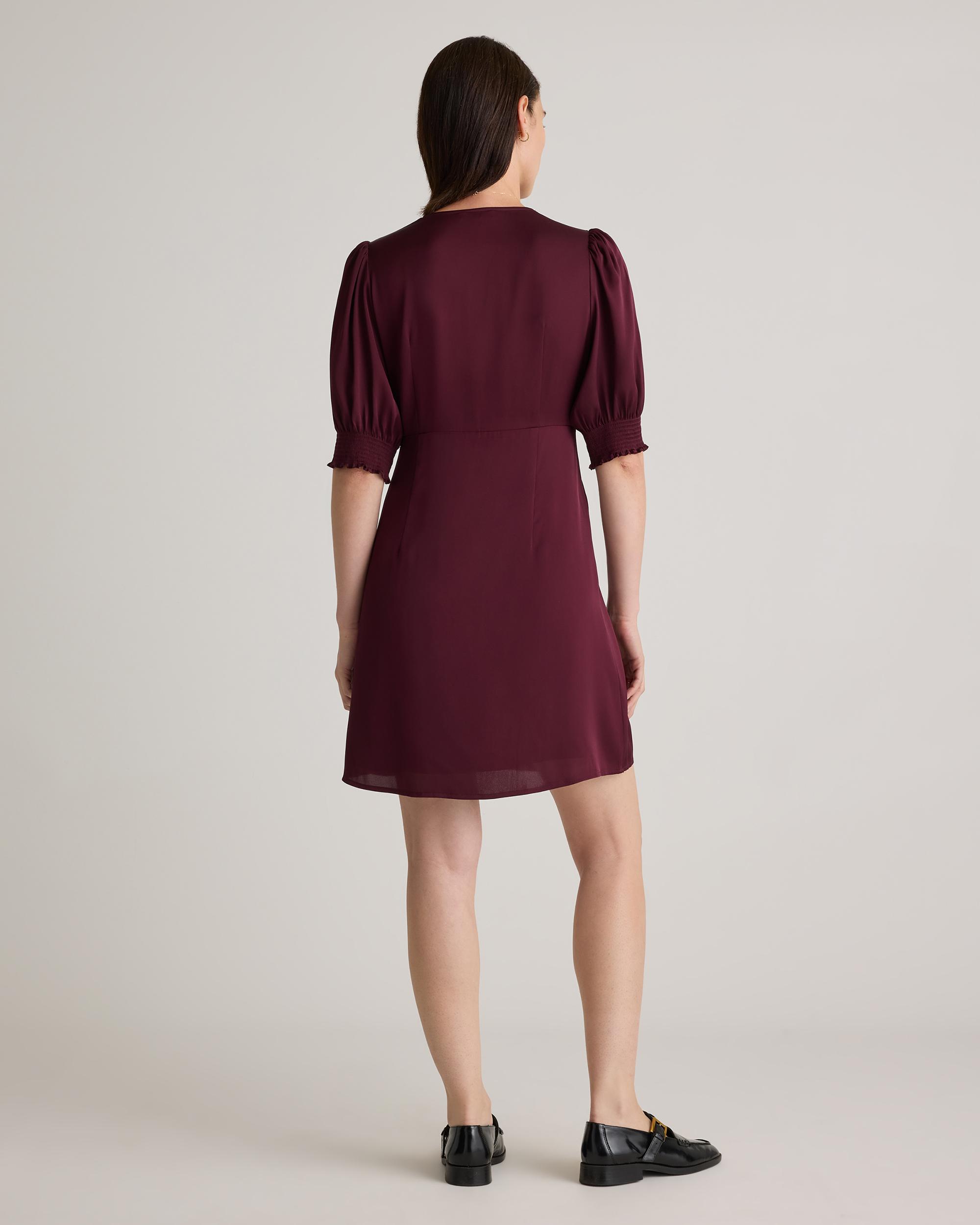 Quince | Women's Washable Stretch Silk Puff Sleeve Mini Dress Mulberry Silk Product Image