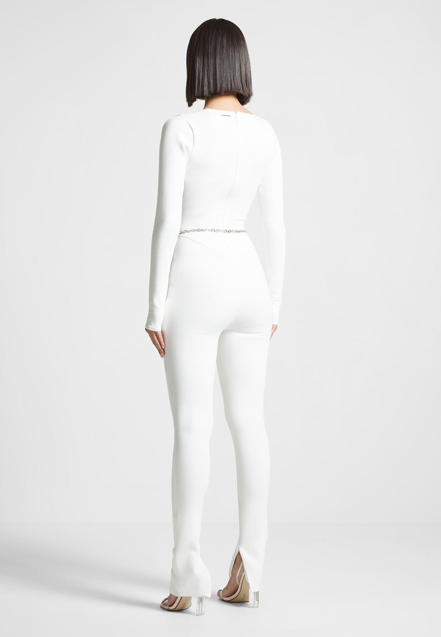 Eiffel Chain Detail Jumpsuit - Off White Female Product Image