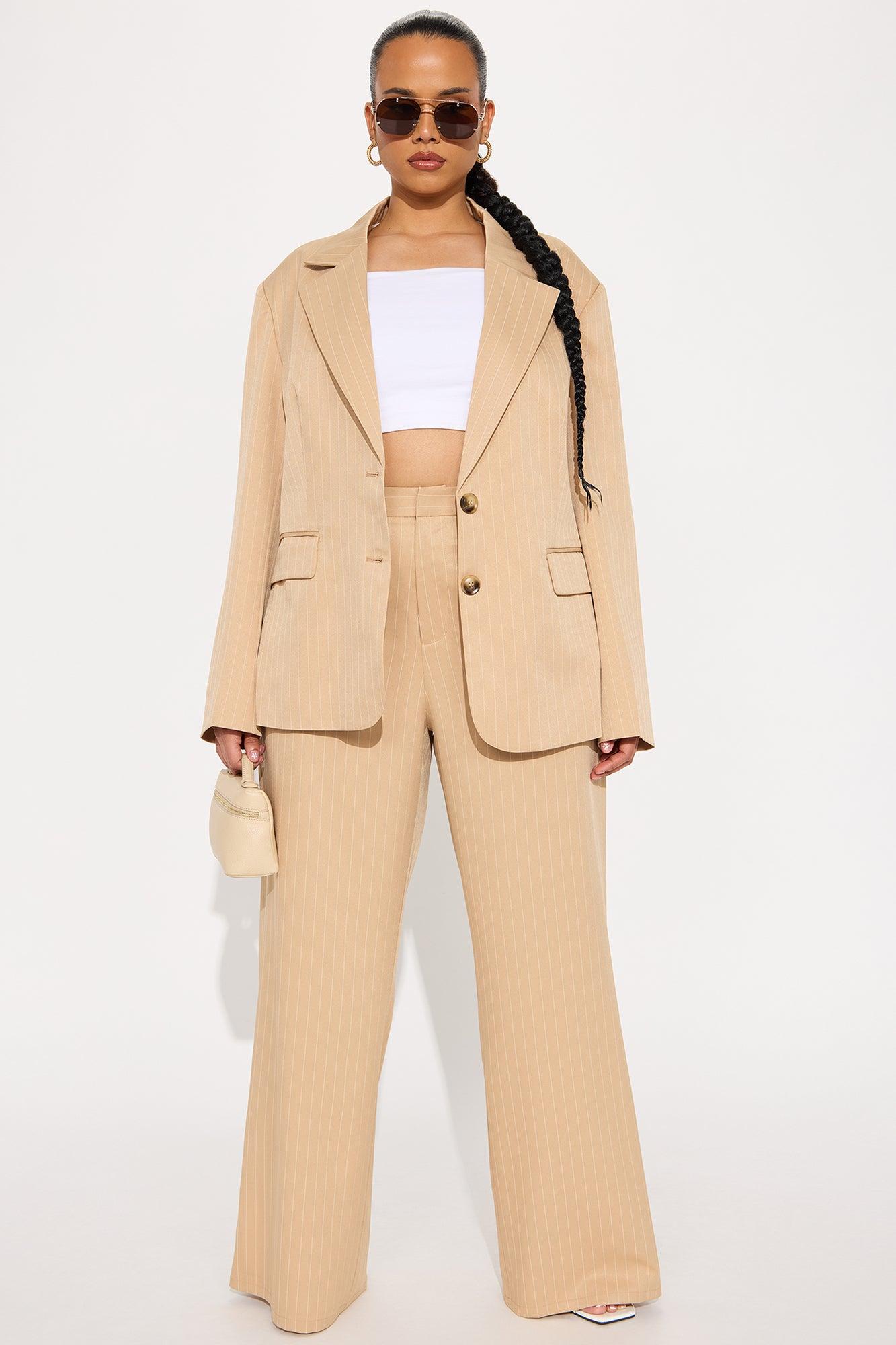 Kelsey Pinstripe Blazer - Tan Product Image