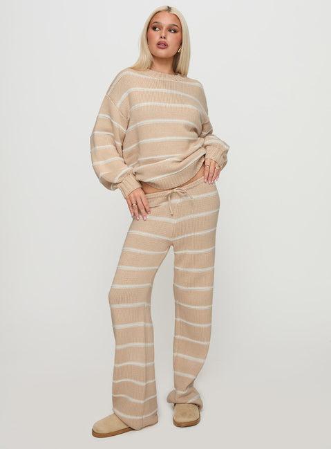Read Your Mind Knit Pant Cream Stripe Product Image