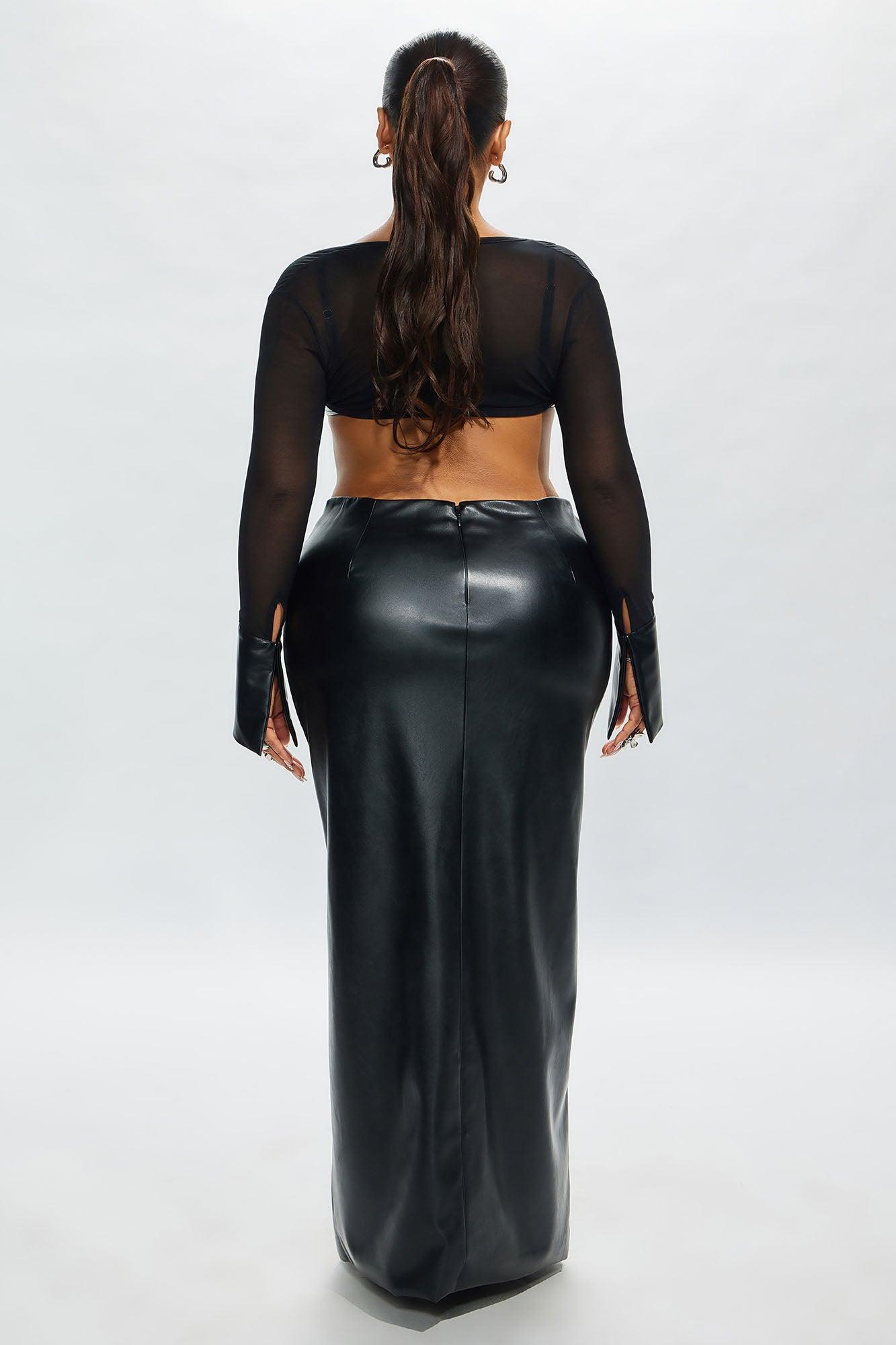 Estelle Faux Leather Maxi Skirt - Black Product Image