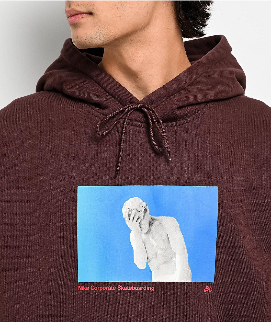 Nike SB Corporate Skateboarding Brown Hoodie Product Image