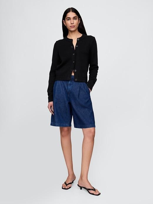 100% Cotton Crewneck Cardigan Product Image