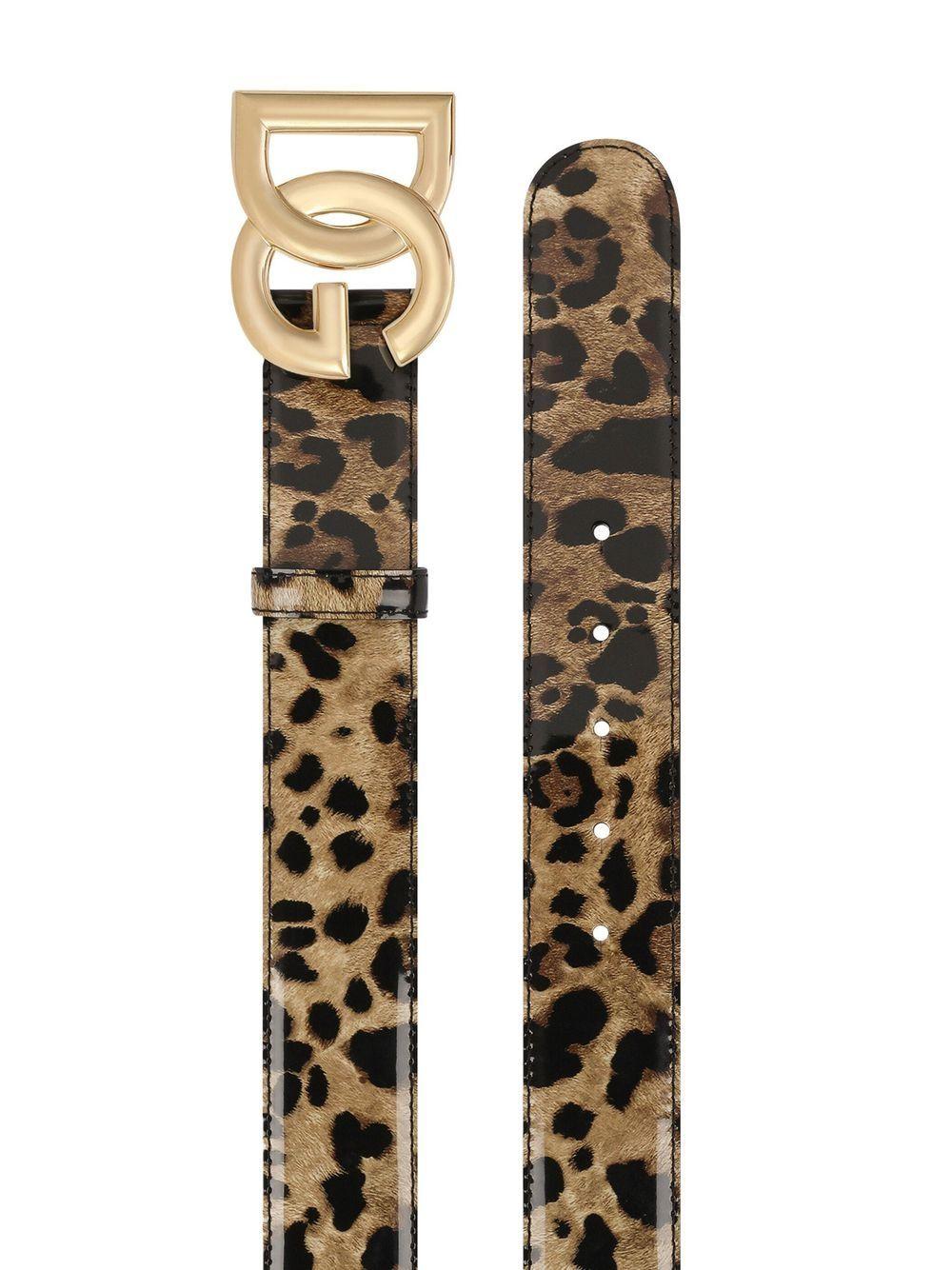 DOLCE & GABBANA Dg Leopard-print Patent Leather Belt In Multi Product Image