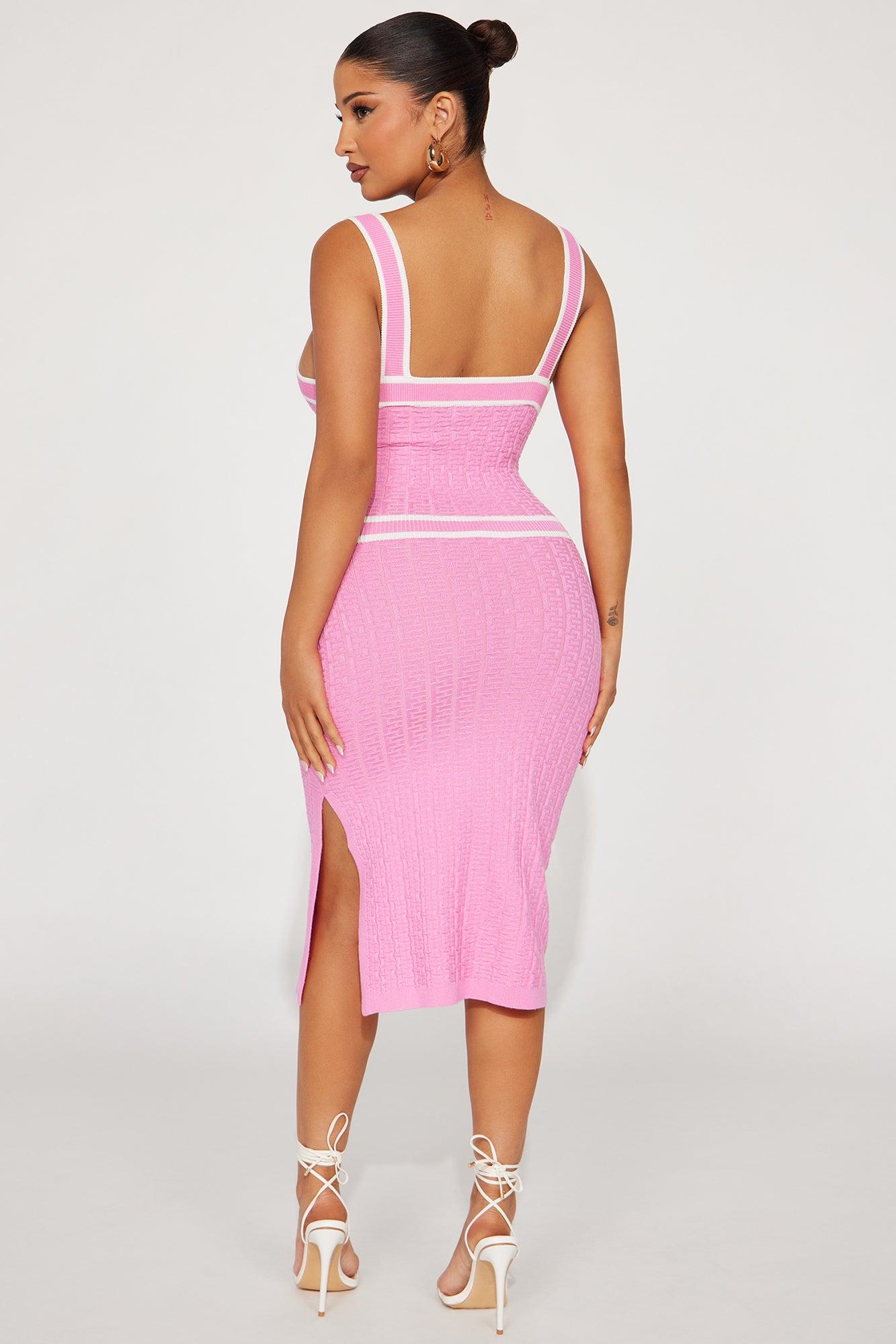 Sophia Sweater Midi Dress - Pink/combo Product Image