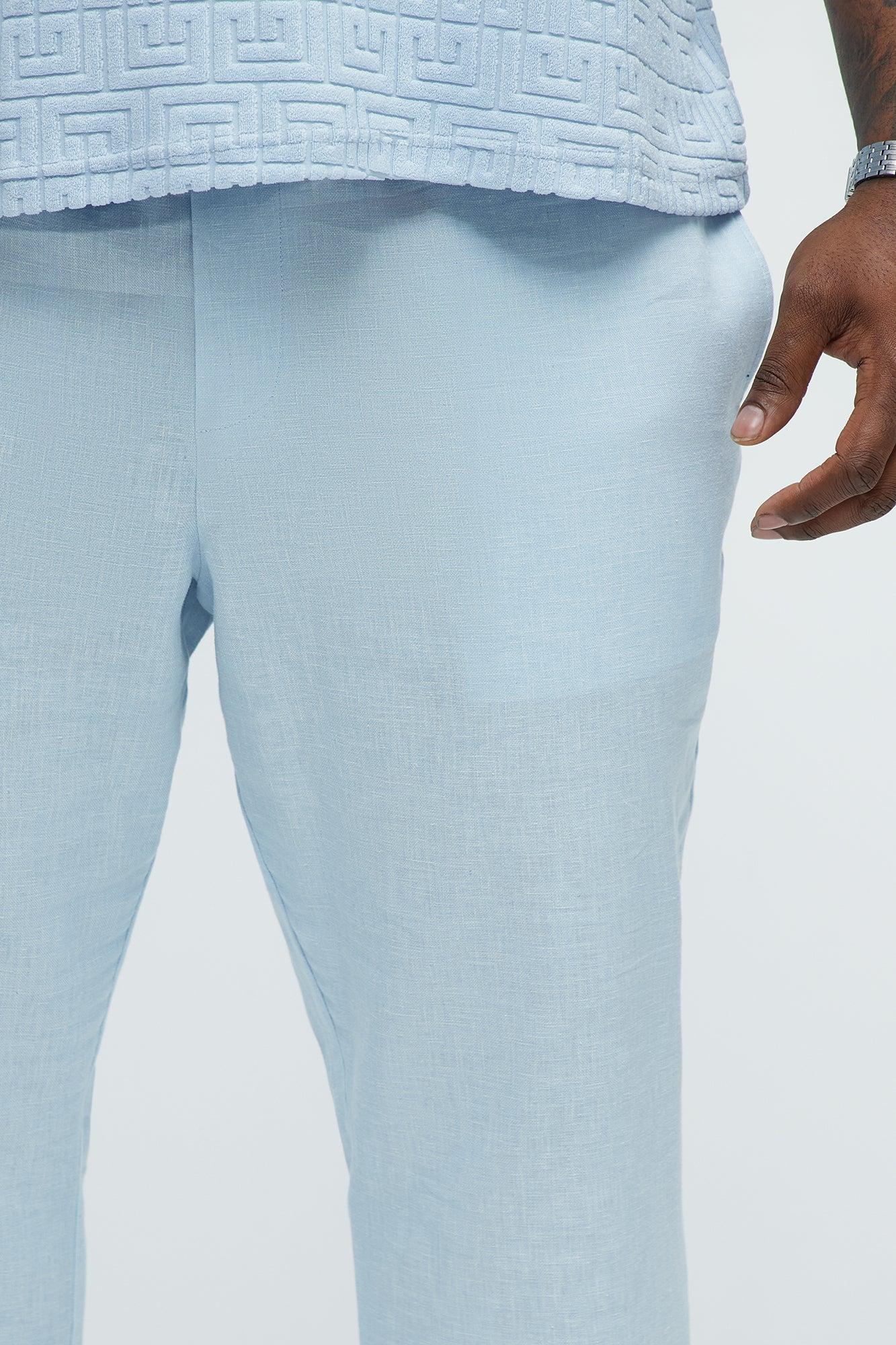 Bahamas Linen Slim Pull On Pants - Light Blue Product Image